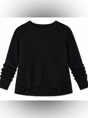What’sNext • Black • High-Low • Knit Sweater • Criss-Cross Detail